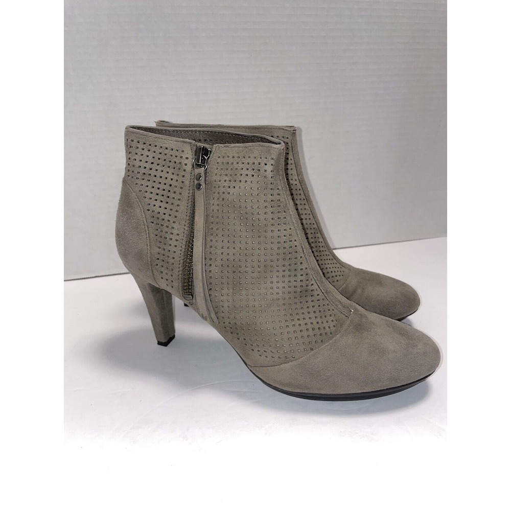 Johnston & Murphy® Women's Suede Perforated Cap Toe Booties in Grey Size 7.5 - Picture 1 of 10